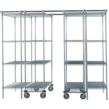 Nexel Space-Trac, 6 Unit, Chrome High Density Shelving, 36inW x 18inD x 76inH, 12ft Length 795976